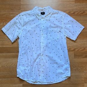 Obey white short sleeve button down shirt - size large